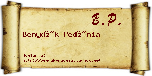 Benyák Peónia névjegykártya